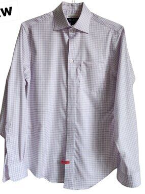 15 34/35 Red White Blue Dress Shirt Tailored Fit Jos A Bank Checked Long Sleeves